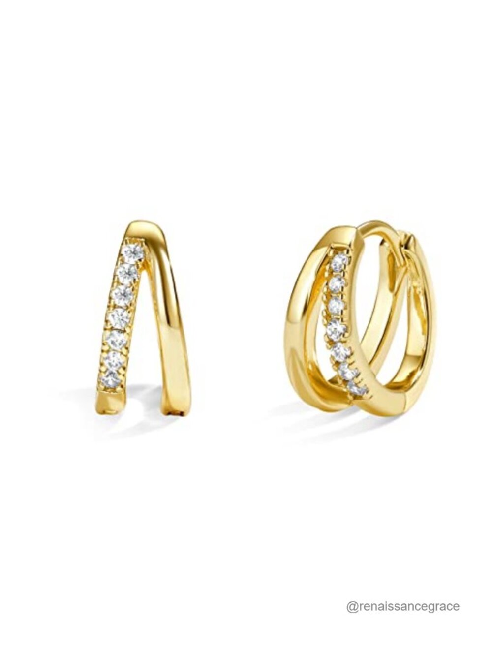 14K Gold Plated Hypoallergenic CZ Huggie Hoop Earrings